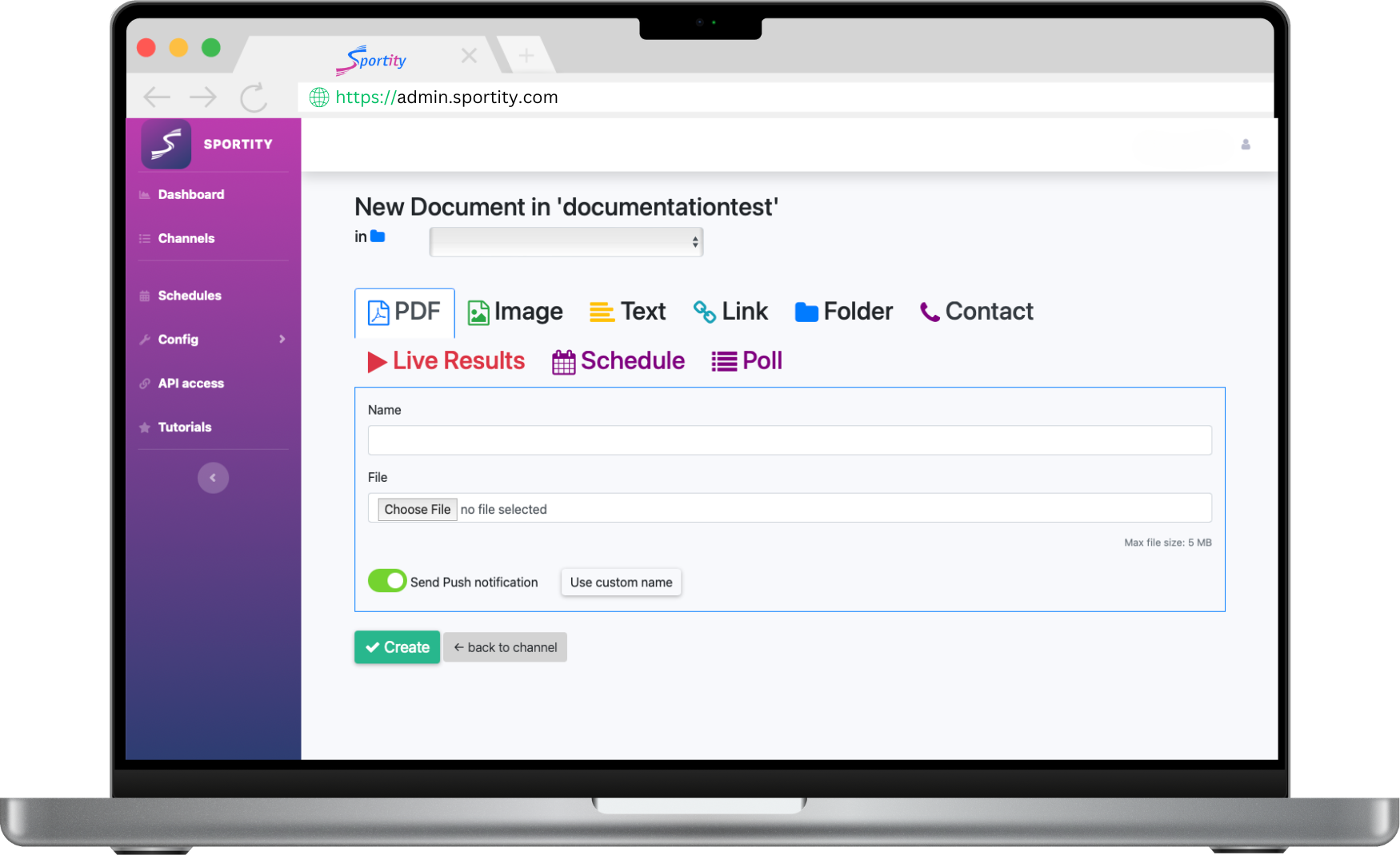 create folder screen